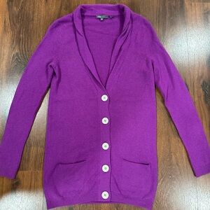 Vince 100% cashmere purple long cardigan with buttons Sz XS